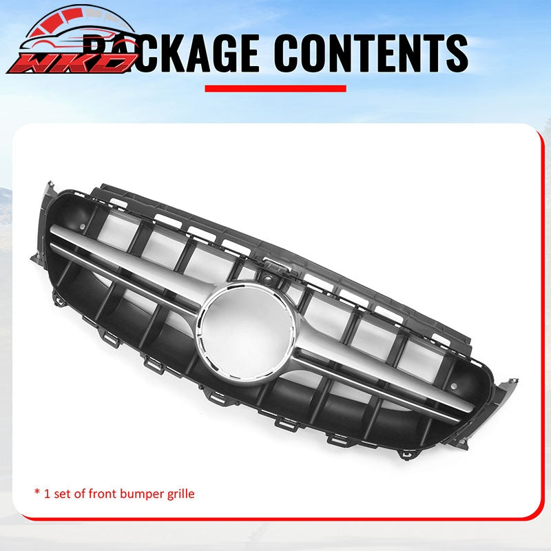 Fits 17-20 Benz E350 E450 E43 W213 E63 Front Upper Grille Unpainted + Sliver PP