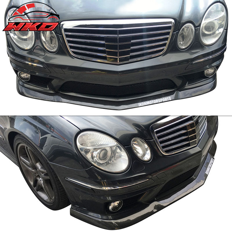 Fits 06-09 Benz W211 E63 AMG XY Style Front Bumper Lip - Matte Carbon Fiber