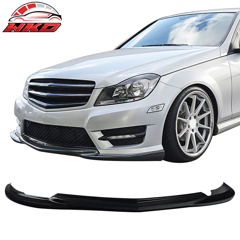 Fits 12-14 C Class W204 LCI Godhand Style Front Bumper Lip Matte Carbon Fiber