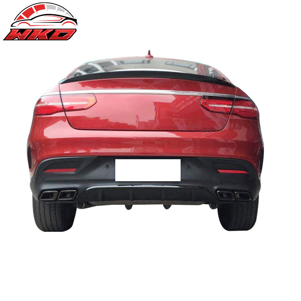Fits 16-19 Benz GLE43 GLE63 AMG Rear Bumper Lip Spoiler Unpainted Black PP
