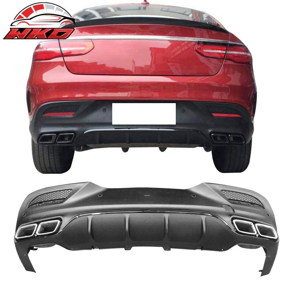 Fits 16-19 Benz GLE43 GLE63 AMG Rear Bumper Lip Spoiler Unpainted Black PP