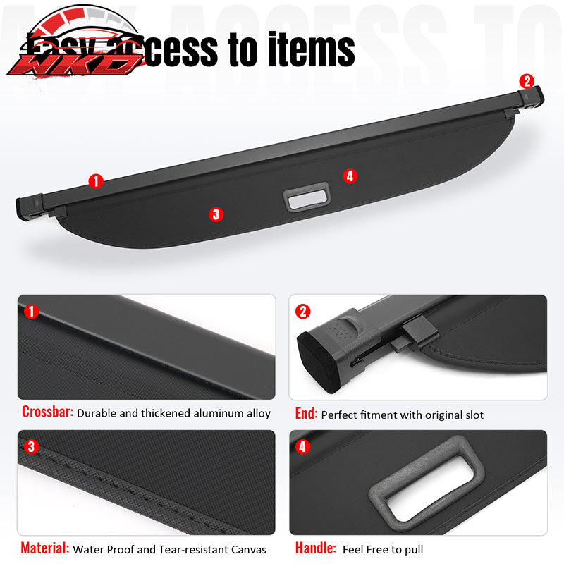 Fits 12-15 Benz ML Class GLE Black Rear Cargo Cover Retractable Security Shade