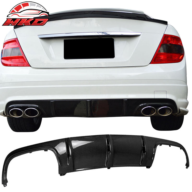 Fits 08-11 Benz C Class W204 C63 AMG Rear Bumper Diffuser - Matte Carbon Fiber