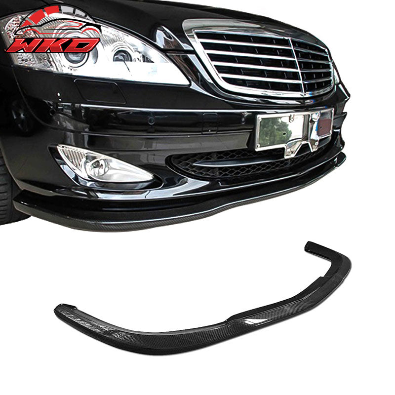 Fits 07-09 Benz W221 S-Class CS Style Front Bumper Lip - Matte Carbon Fiber