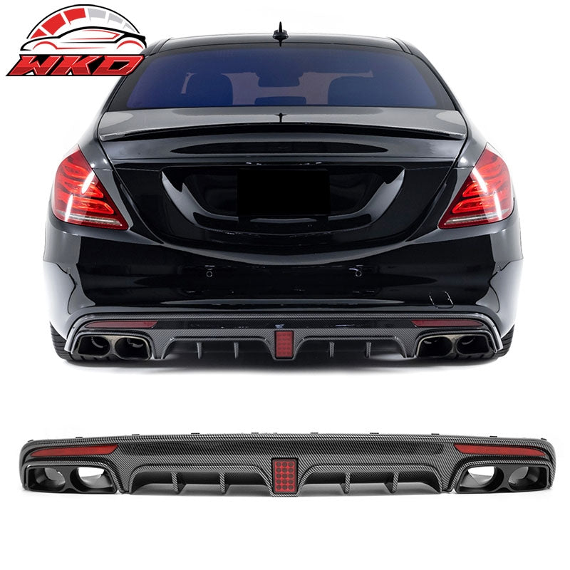 Wholesale 14-17 Benz S-Class W222 Carbon Fiber Print BS Style Rear Diffuser & Exhaust - Wikond Auto