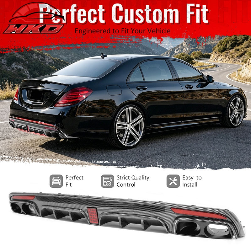 Wholesale 14-17 Benz S-Class W222 Carbon Fiber Print BS Style Rear Diffuser & Exhaust - Wikond Auto
