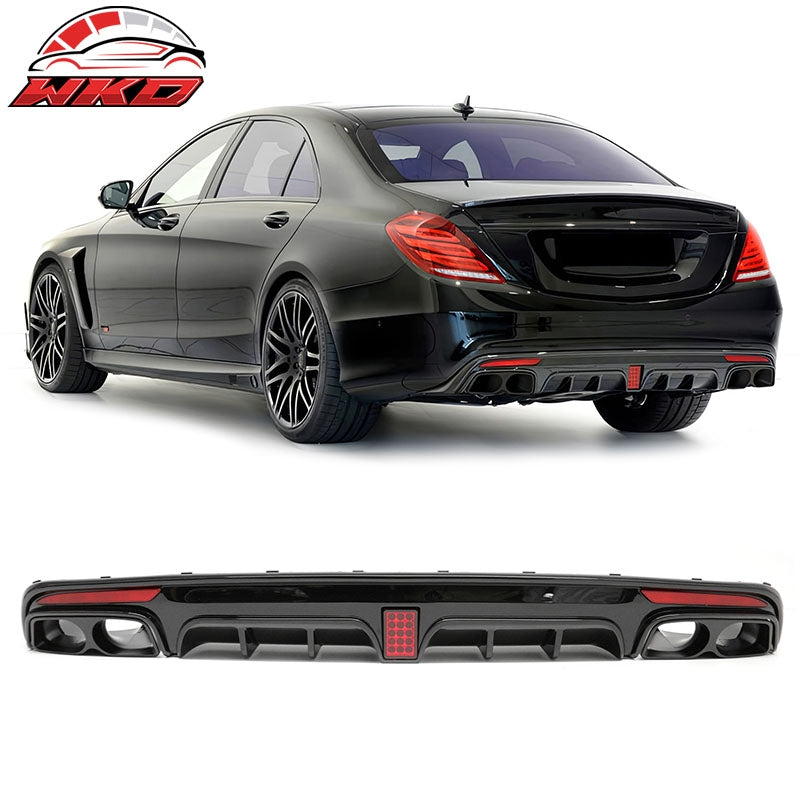 Wholesale 14-17 Benz S-Class W222 Gloss Black Brabus Style Rear Diffuser & Exhaust - Wikond Auto