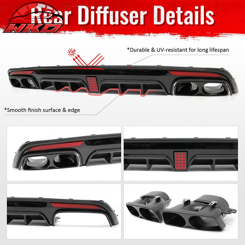 Wholesale 14-17 Benz S-Class W222 Gloss Black Brabus Style Rear Diffuser & Exhaust - Wikond Auto