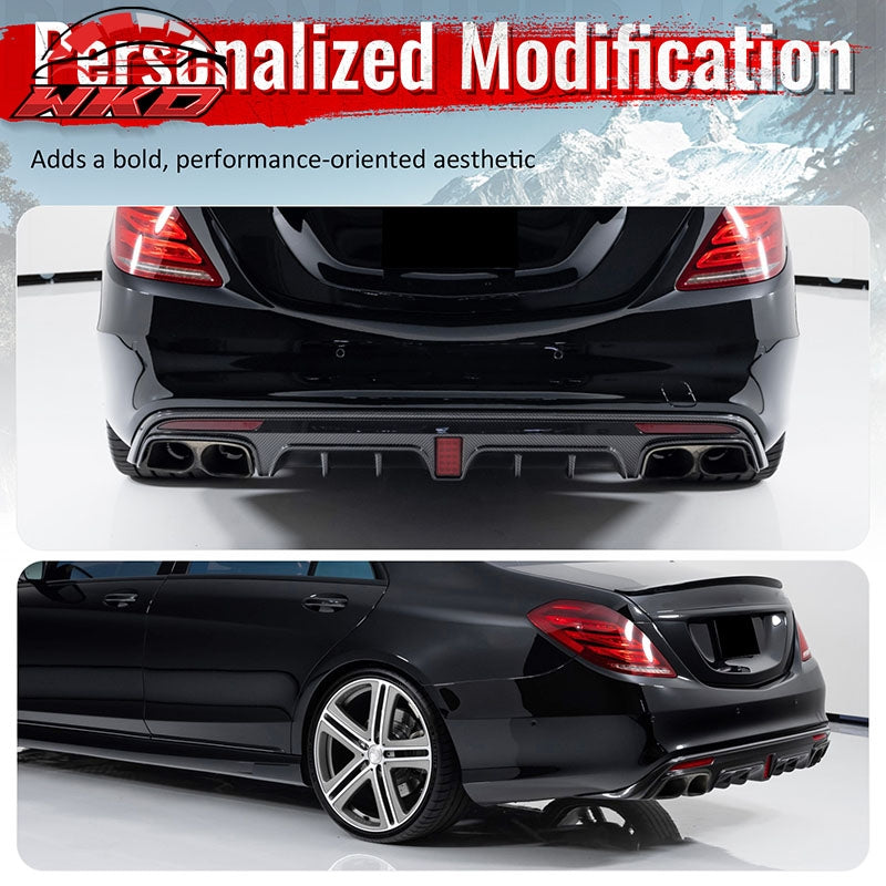 Wholesale 14-17 Benz S-Class W222 Gloss Black Brabus Style Rear Diffuser & Exhaust - Wikond Auto