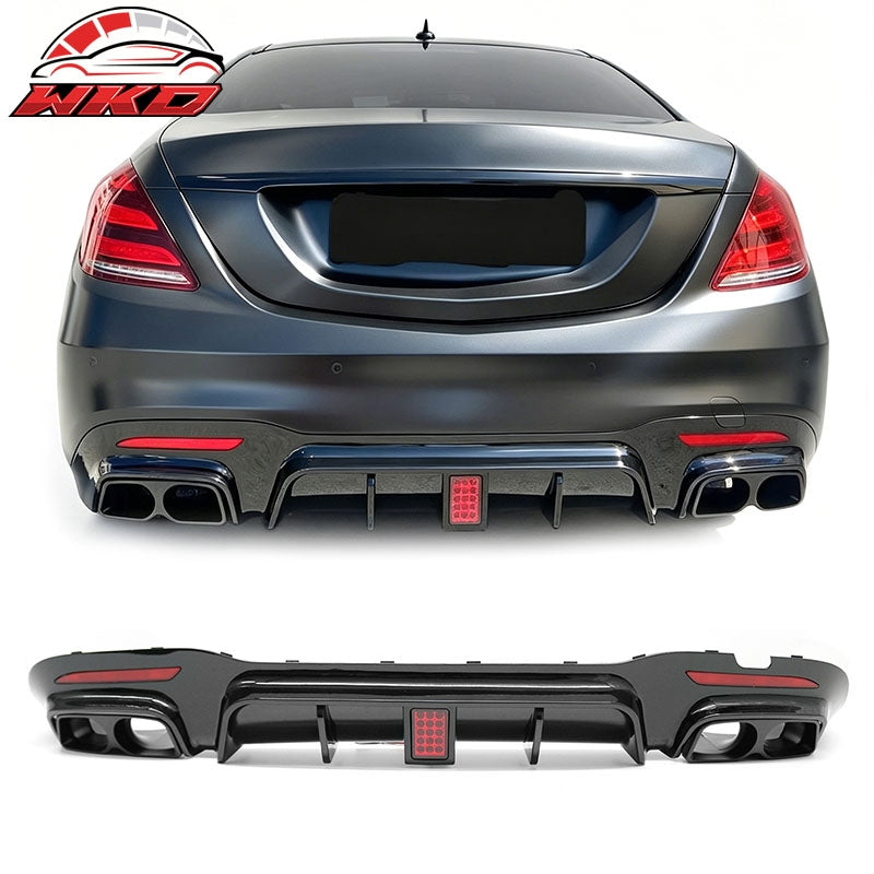 Wholesale 18-20 Benz S-Class W222 V222 Gloss Black BS Style Rear Diffuser & Exhaust - Wikond Auto