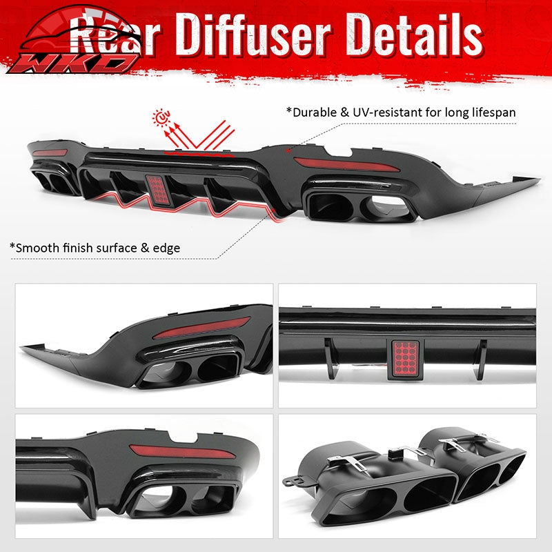 Wholesale 18-20 Benz S-Class W222 V222 Gloss Black BS Style Rear Diffuser & Exhaust - Wikond Auto