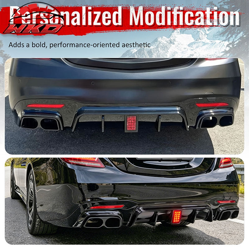 Wholesale 18-20 Benz S-Class W222 V222 Gloss Black BS Style Rear Diffuser & Exhaust - Wikond Auto