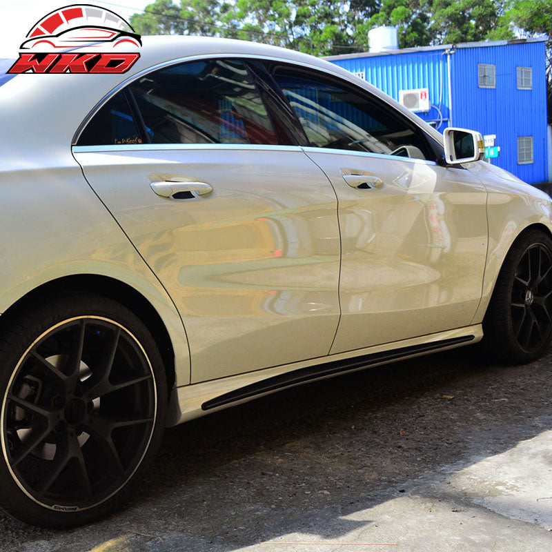 Fits 14-18 Benz CLA-Class C117 Sedan Painted Matte Black Side Skirts Cover - ABS
