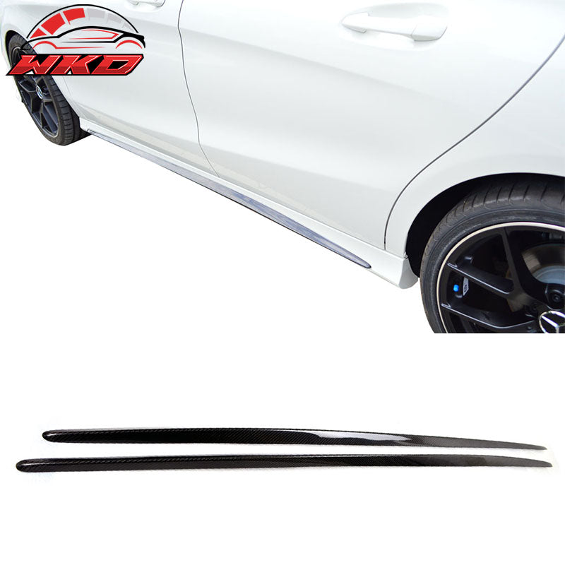 Fits 14-18 Benz CLA-Class C117 Side Skirts Extension Cover Matte Carbon Fiber