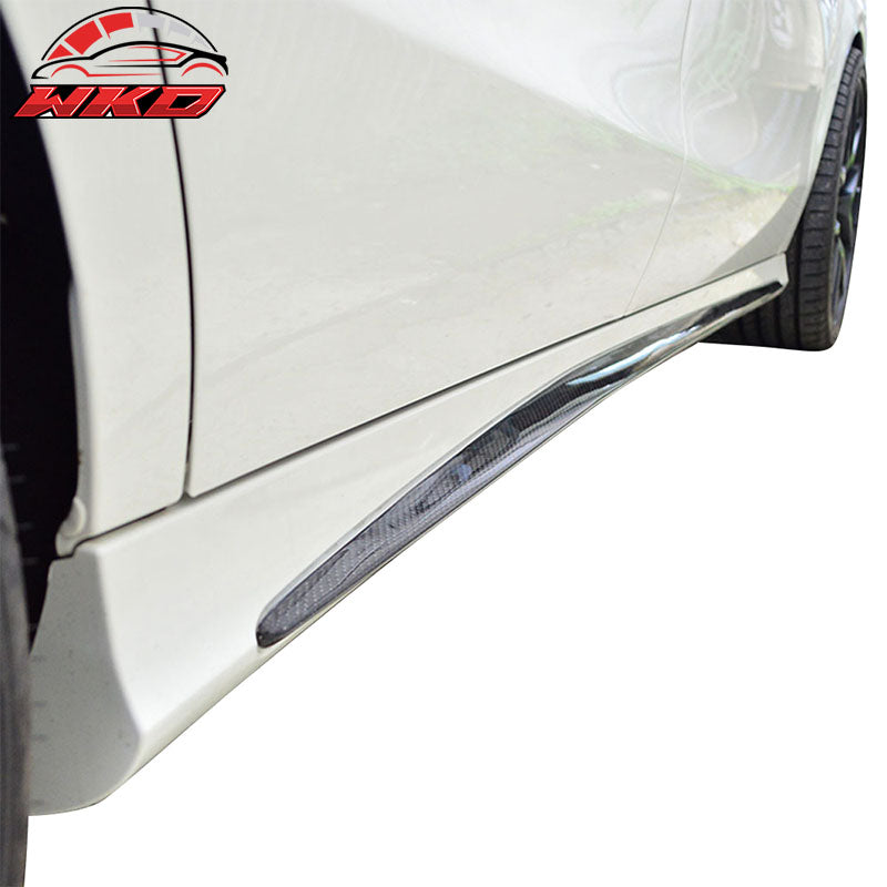 Fits 14-18 Benz CLA-Class C117 Side Skirts Extension Cover Matte Carbon Fiber