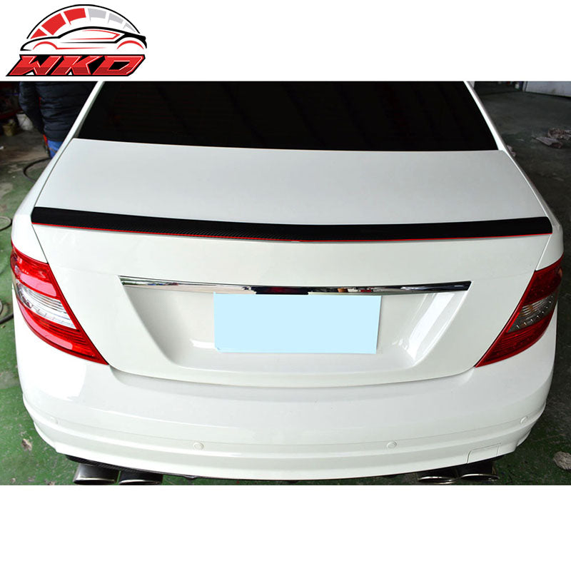Fits 08-14 Benz C-Class W204 AMG Style Trunk Spoiler Carbon Fiber CF W/Red Line