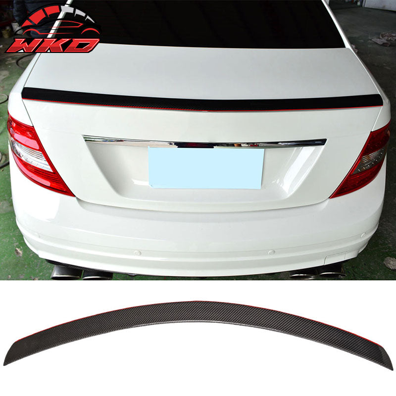 Fits 08-14 Benz C-Class W204 AMG Style Trunk Spoiler Carbon Fiber CF W/Red Line