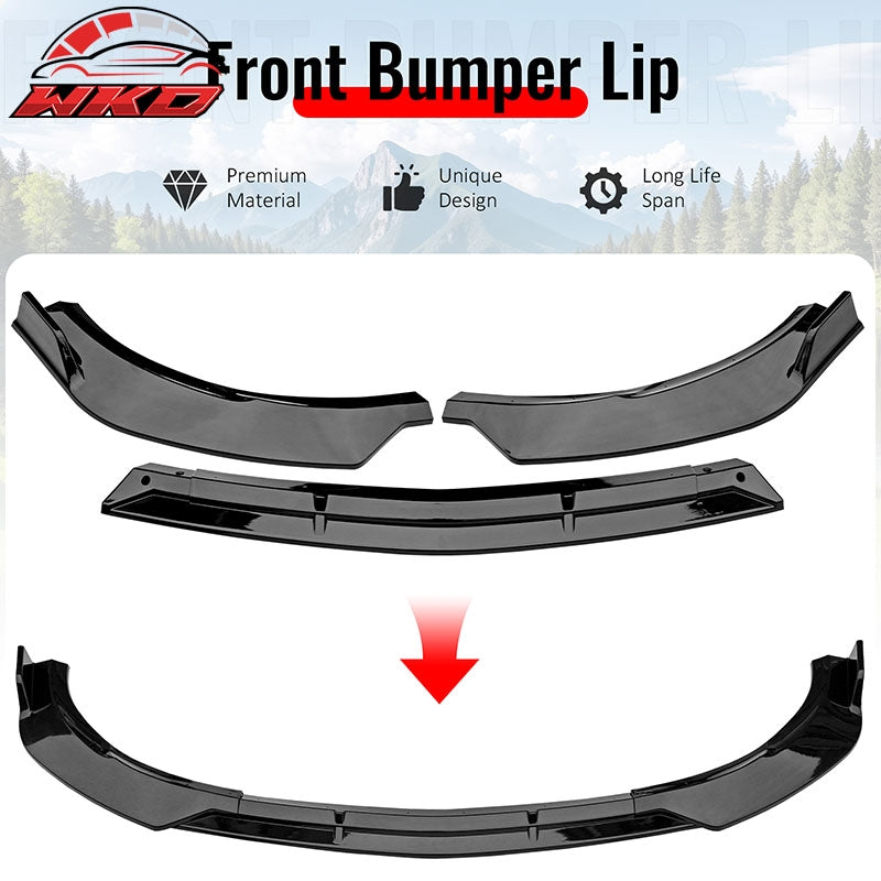 For 19-22 Benz W205 C-Class C200 C300 C180 BR Style Front Bumper Lip Gloss Black