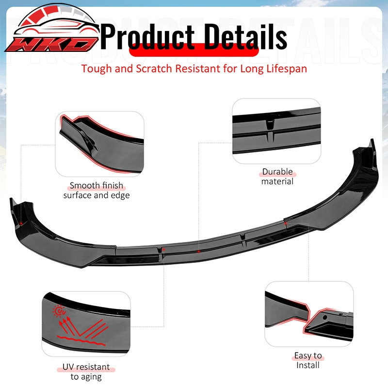 For 19-22 Benz W205 C-Class C200 C300 C180 BR Style Front Bumper Lip Gloss Black