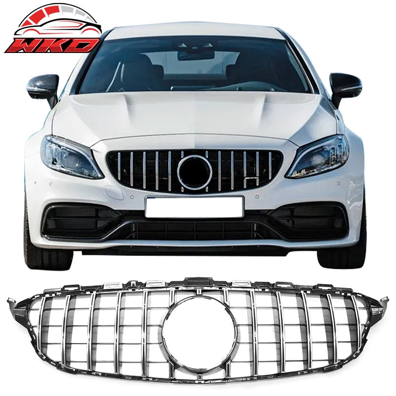 Wholesale 15-18 Benz W205 C-Class C63 AMG Grille GTR Style Bumper Upper Grill Silver