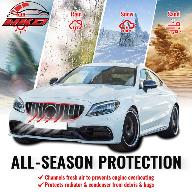 Fits 15-18 Benz W205 C-Class C63 AMG Grille GTR Style Bumper Upper Grill Silver