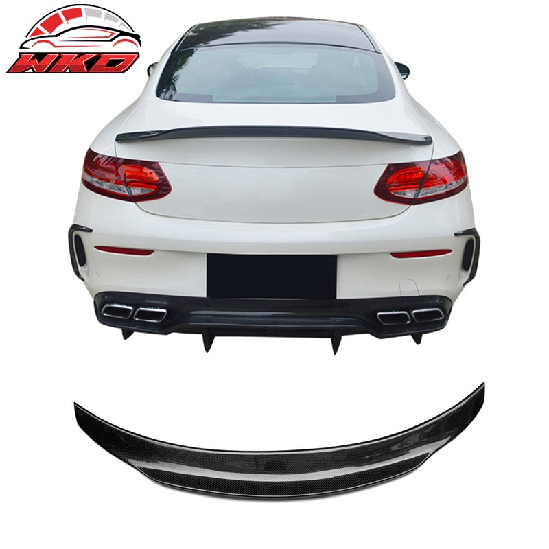 Fits 17-22 Benz W205 C Class Coupe PSM Style Trunk Spoiler Matte Carbon Fiber