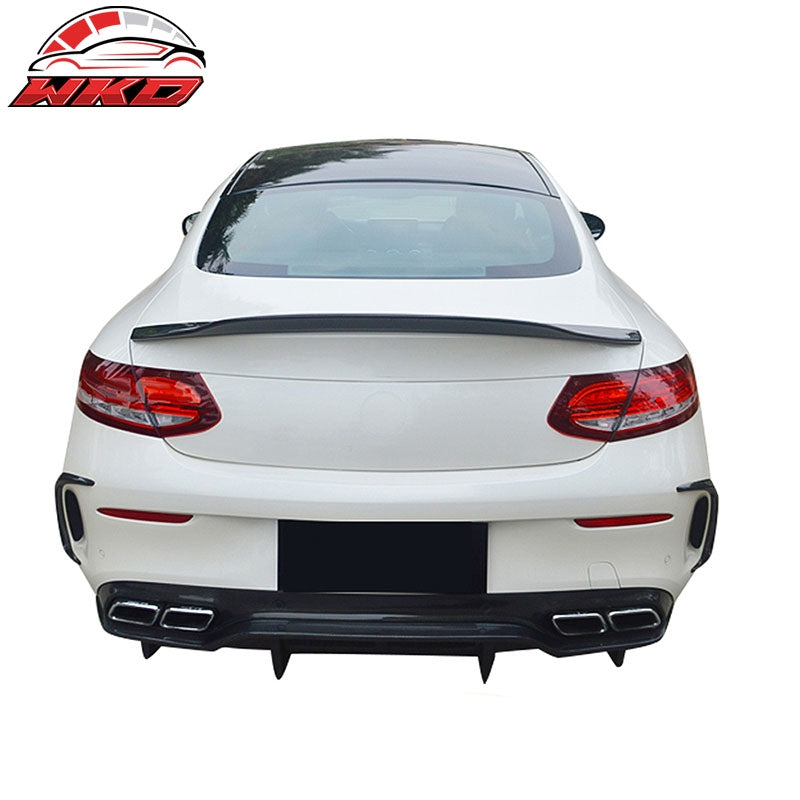 Fits 17-22 Benz W205 C Class Coupe PSM Style Trunk Spoiler Matte Carbon Fiber