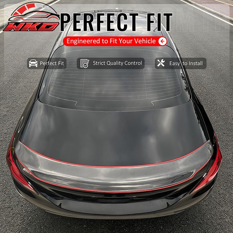 Fit 15-21 Benz W205 C Class Sedan 4-Door PSM Style Trunk Spoiler Carbon Fiber CF