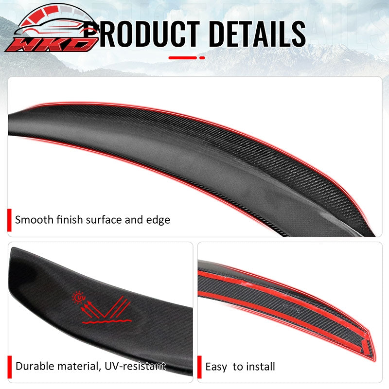 Fit 15-21 Benz W205 C Class Sedan 4-Door PSM Style Trunk Spoiler Carbon Fiber CF