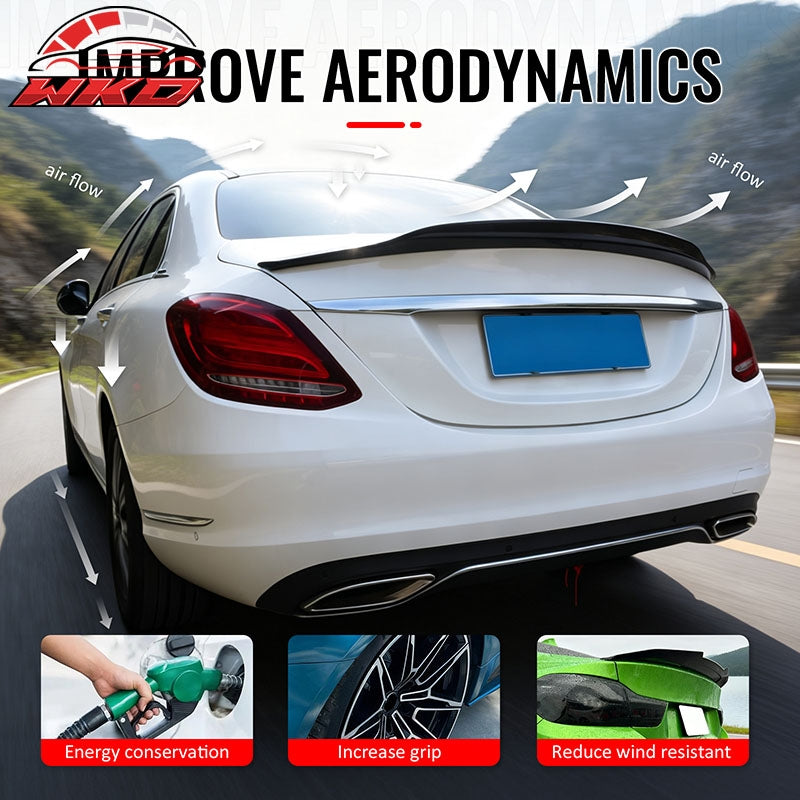 Fit 15-21 Benz W205 C Class Sedan 4-Door PSM Style Trunk Spoiler Carbon Fiber CF