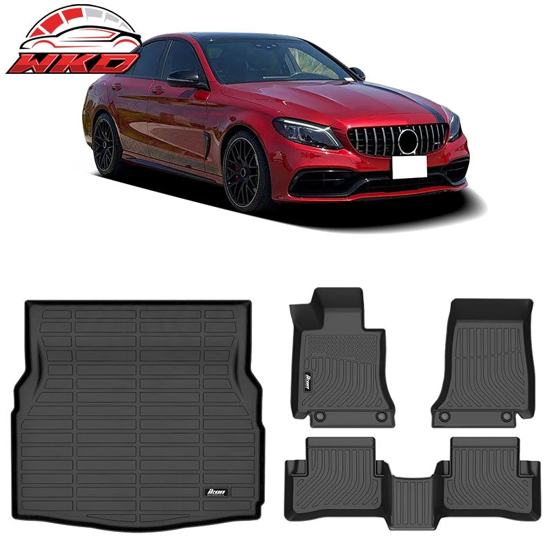 Wholesale 15-21 Benz W205 C-Class Sedan TPE All Weather 3D Floor Carpets + Trunk Mats