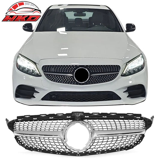 Wholesale 19-21 Benz W205 C300 C43 AMG Diamond Front Upper Grille Unpainted & Chrome - Wikond Auto