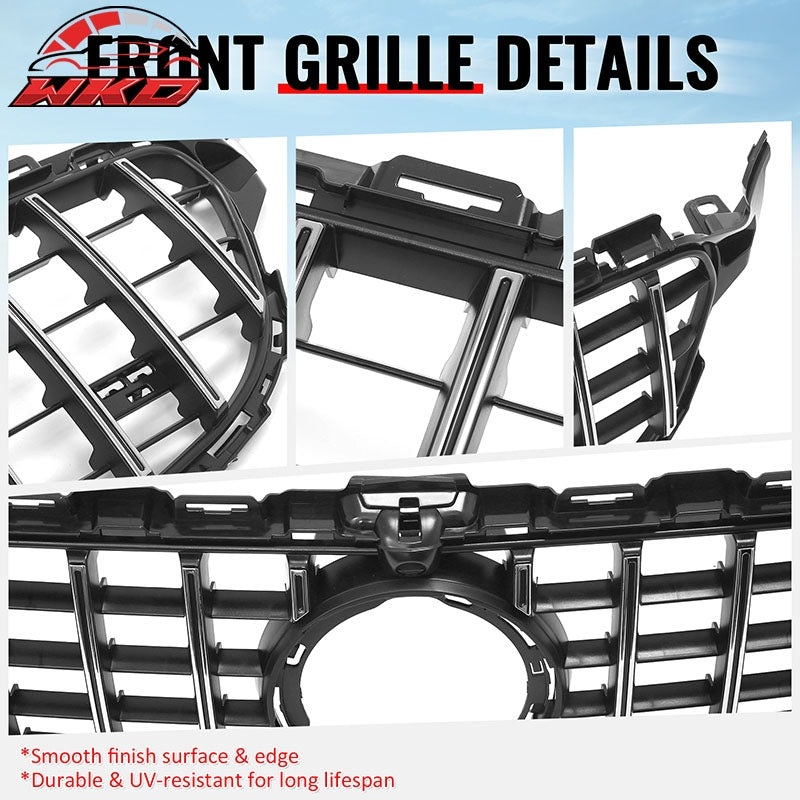 Fits 19-21 Benz W205 C300 C43 AMG GT Style Front Upper Grille Unpainted + Chrome