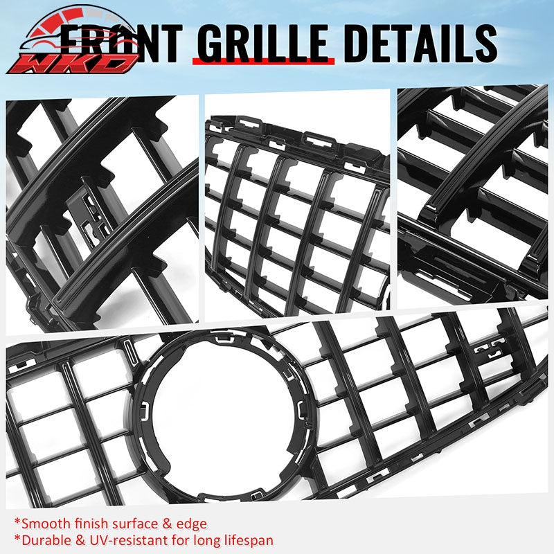 Fits 19-21 Benz W205 C300 C43 AMG GT Style Front Upper Grille Gloss Black ABS
