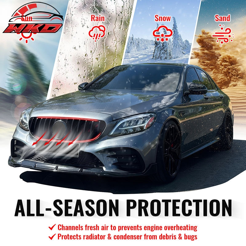 Fits 19-21 Benz W205 C300 C43 AMG GT Style Front Upper Grille Gloss Black ABS