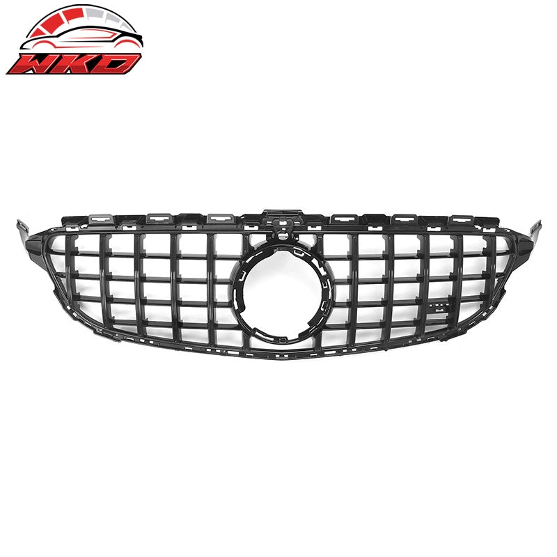 Fits 19-21 Benz W205 C300 C43 AMG GT Style Front Upper Grille Gloss Black ABS