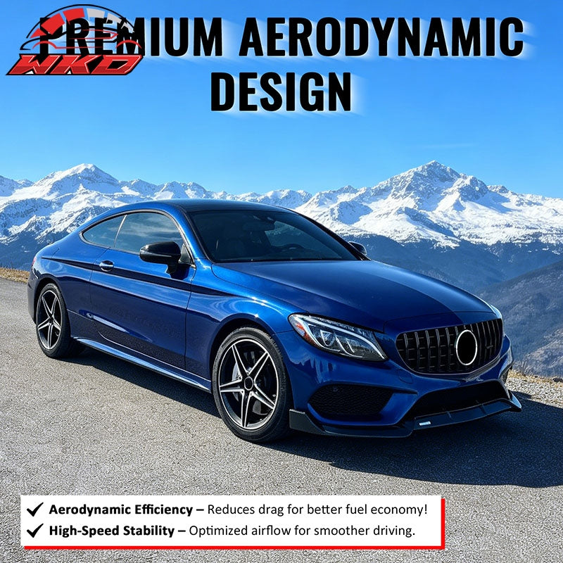Fits 15-18 Benz W205 C350e C450 AMG GT Style Front Upper Grille Gloss Black ABS