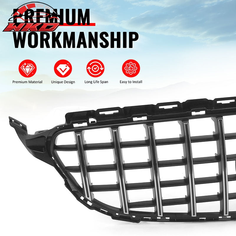 Fits 15-18 Benz W205 C350e C450 AMG GT Style Upper Grille Unpainted & Chrome ABS