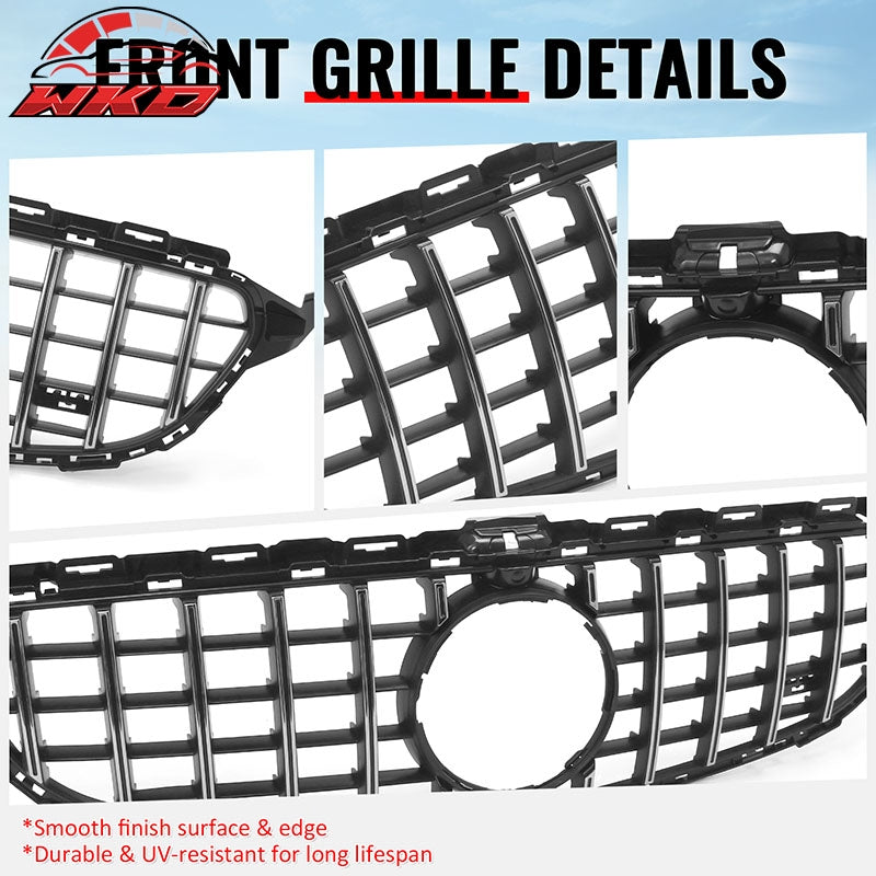 Fits 15-18 Benz W205 C350e C450 AMG GT Style Upper Grille Unpainted & Chrome ABS