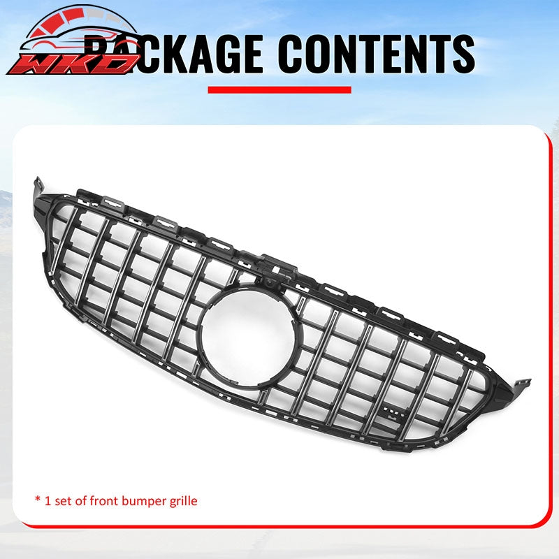 Fits 15-18 Benz W205 C350e C450 AMG GT Style Upper Grille Unpainted & Chrome ABS