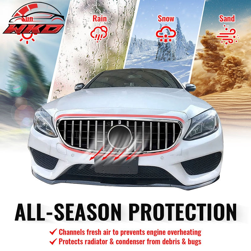 Fits 15-18 Benz W205 C350e C450 AMG GT Style Upper Grille Unpainted & Chrome ABS