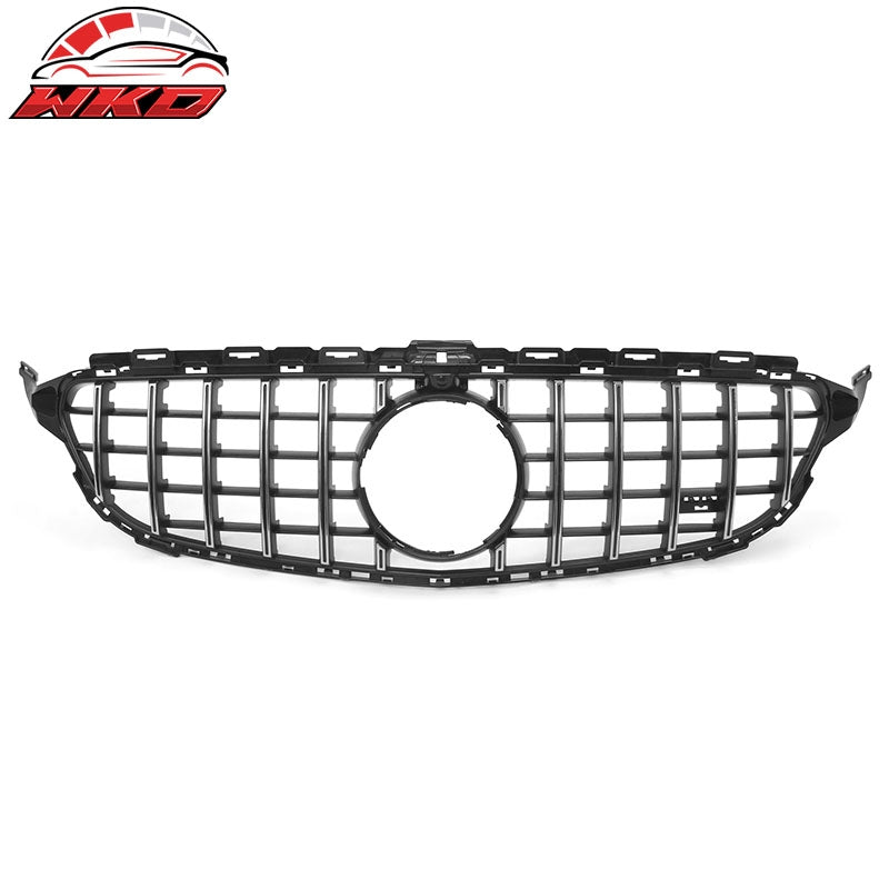 Fits 15-18 Benz W205 C350e C450 AMG GT Style Upper Grille Unpainted & Chrome ABS