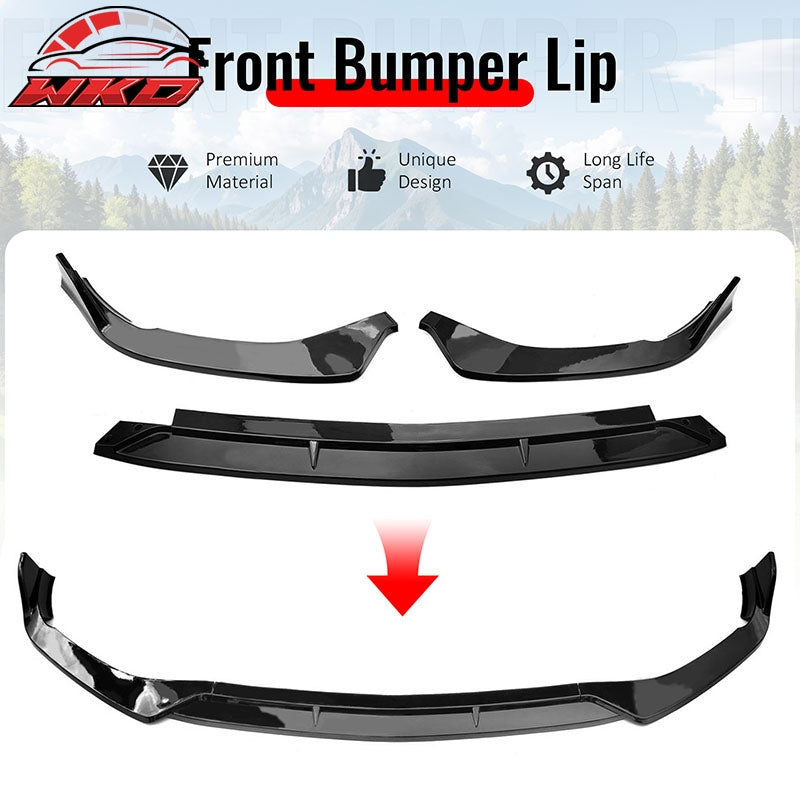 Fits 22-26 Benz W206 C-Class C200 C300 4DR BR Style Front Bumper Lip Gloss Black