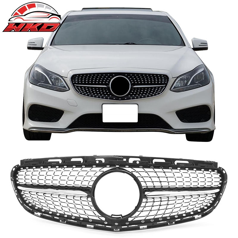 Wholesale 14-16 Benz W212 E350 E400 E550 Diamond Upper Grille Gloss Black Chrome ABS