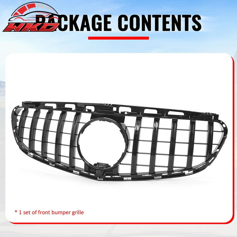 Fits 14-16 Benz W212 E350 E400 E550 GT Style Front Upper Grille Gloss Black ABS