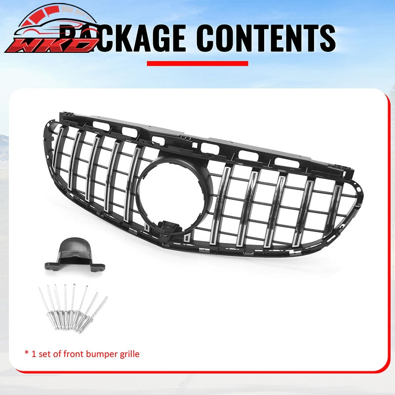 Fits 14-16 Benz W212 E350 E400 E550 GT Style Upper Grille Unpainted & Chrome ABS