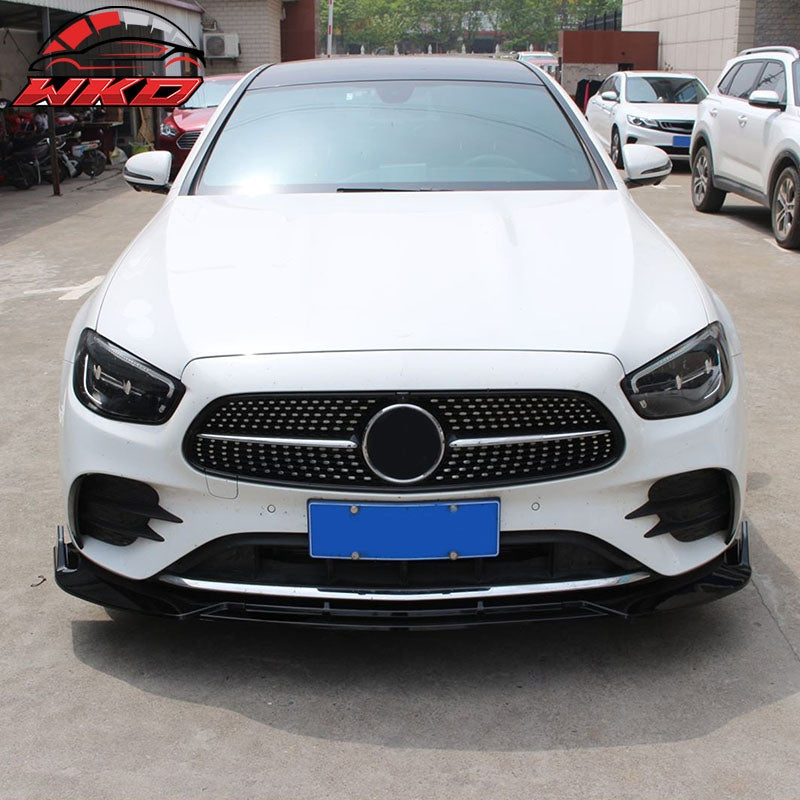 Fits 21-23 Benz W213 E-Class B Style Front Bumper Lip Spoiler PP Matte Black
