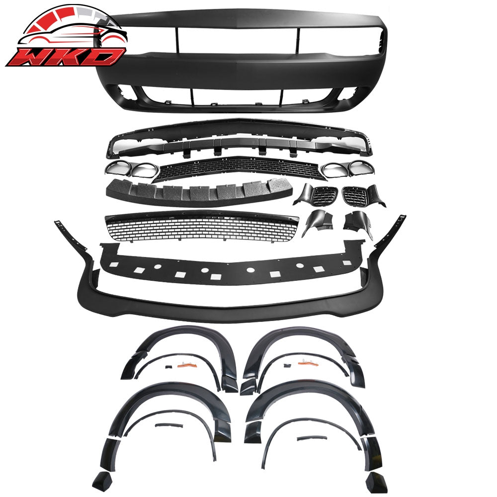 2015-23 Dodge Challenger Hellcat Front Bumper Cover W/Lip + Demon Fender Flare | Wholesale
