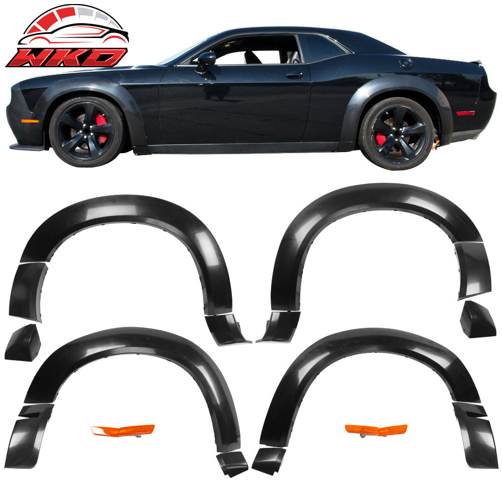 Fit 15-23 Dodge Challenger Hellcat Front Bumper Cover W/Lip + Demon Fender Flare