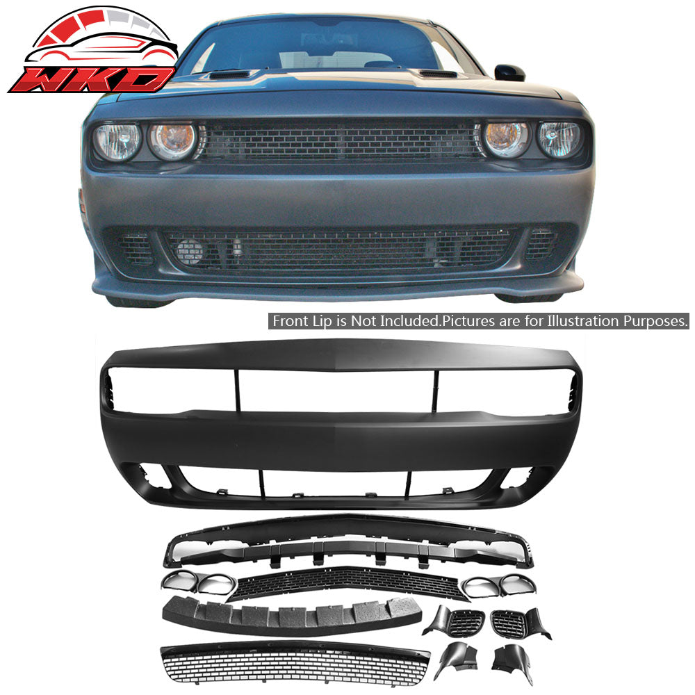 Fits 08-14 Dodge Challenger Front Bumper Cover Grille Conversion PP Replacement